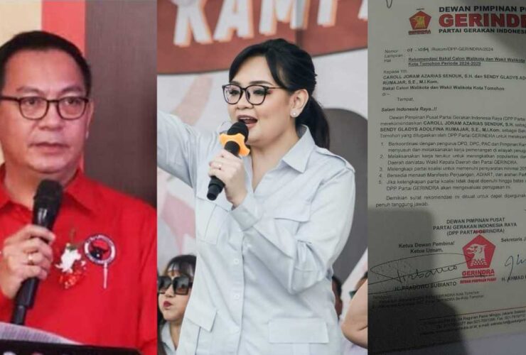 Koalisi PDIP-Gerindra Diatensi Langsung, Prabowo Teken SK Caroll-Sendy Untuk Pilkada Tomohon 2024!