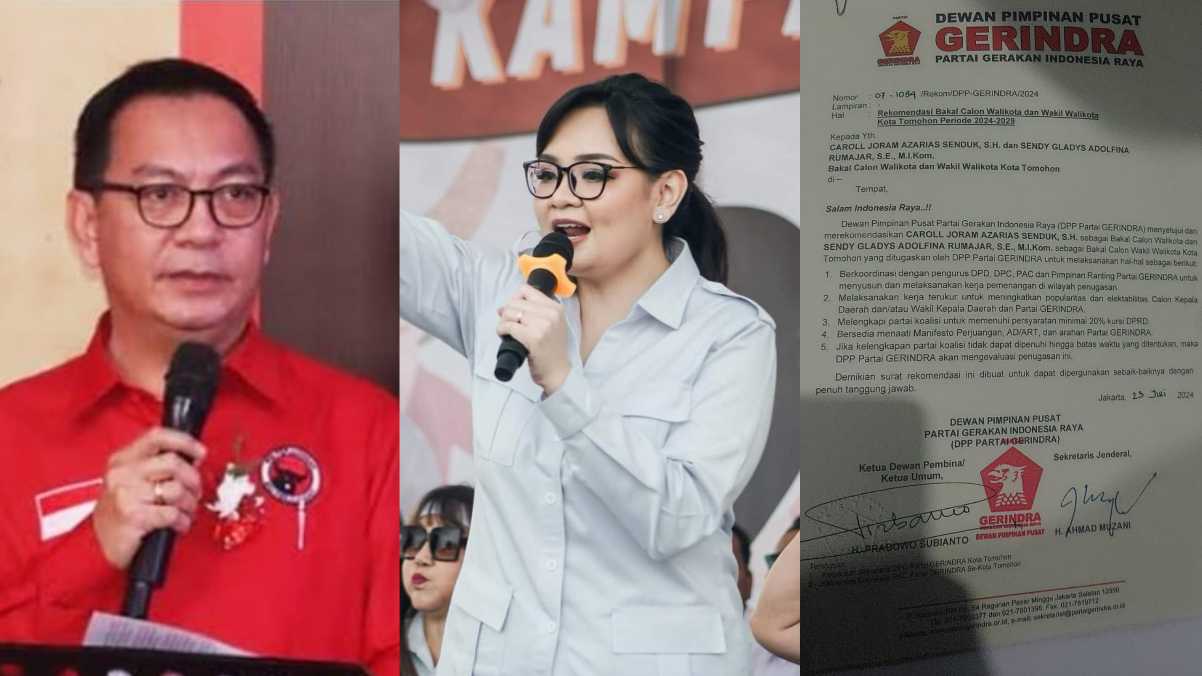Koalisi PDIP-Gerindra Diatensi Langsung, Prabowo Teken SK Caroll-Sendy Untuk Pilkada Tomohon 2024!