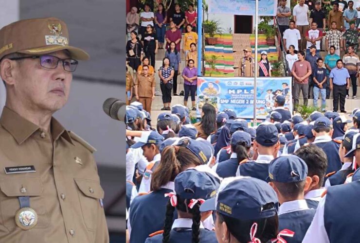 Hengky Honandar Sentil Program "Ayah Antar Anak" Saat Pimpin Upacara di SMP N 1 Bitung