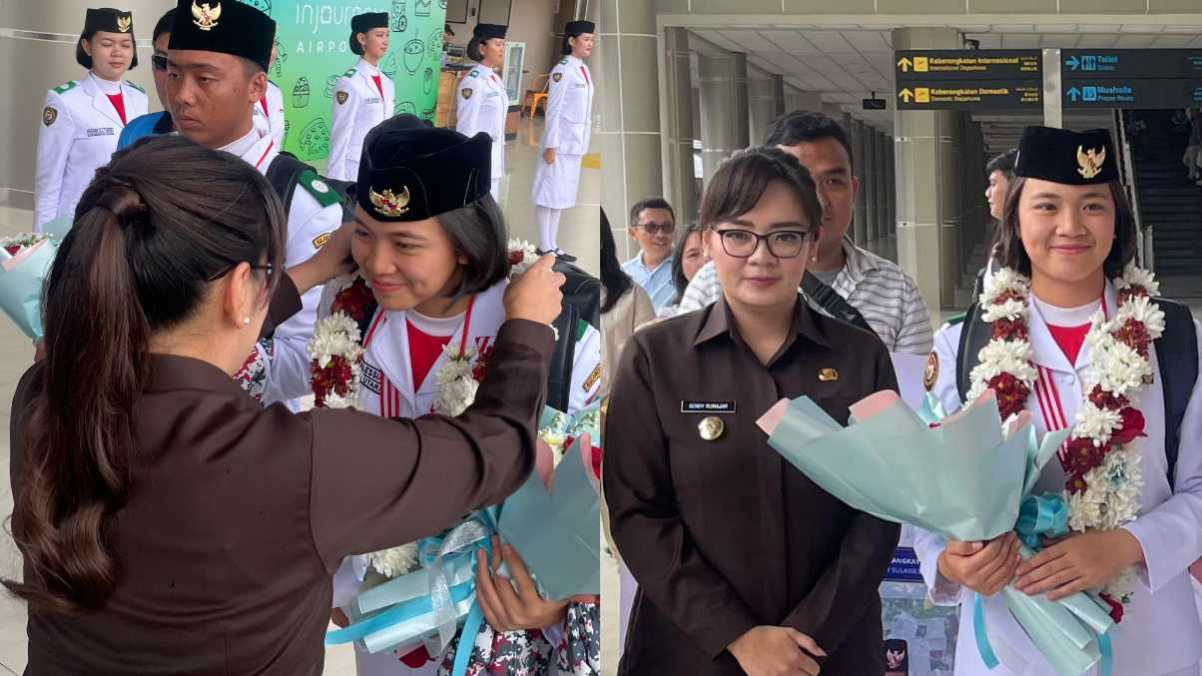 Wawali Tomohon Sendy Rumajar Jemput Bianca Lantang di Bandara Sam Ratulangi Manado