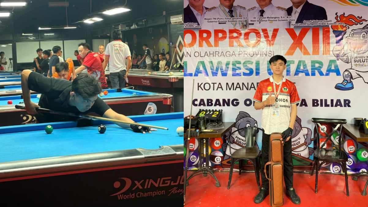 Atlet Biliar Tomohon Ticho-Rivaldy Raih 2 Medali Perunggu di Porprov Sulut 2025